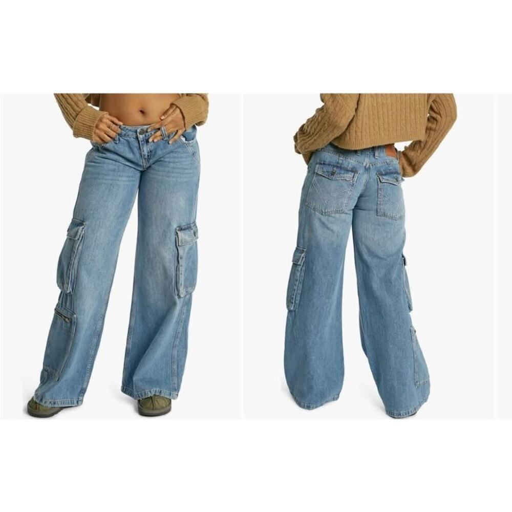 BDG Jeans 24” Low Rise Wide Leg Puddle Cargo Jeans